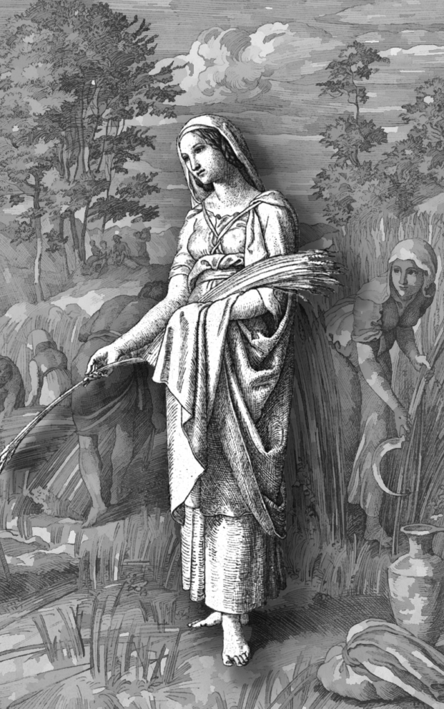 Gravure de Ruth illustrant la fidélité au travail, symbole du chrétien dans le monde